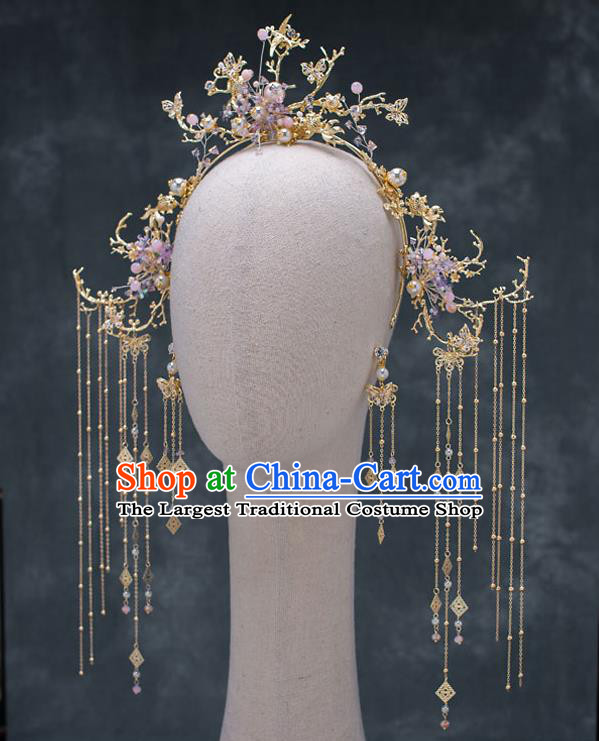 Chinese Ancient Wedding Tassel Hair Clasp Traditional Bride Palace Hair Accessories for Women