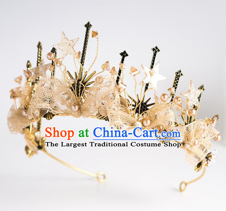 Handmade Wedding Bride Hair Accessories Baroque Golden Royal Crown for Women