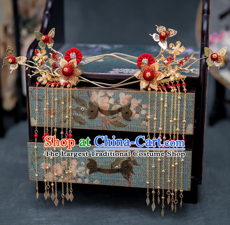 Chinese Ancient Palace Phoenix Coronet Tassel Hairpins Traditional Bride Hair Accessories for Women