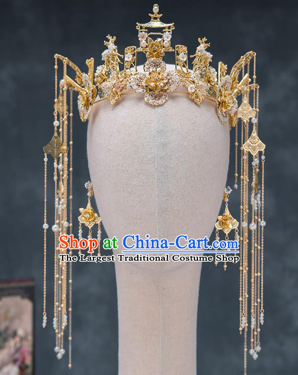 Chinese Ancient Palace Tassel Phoenix Coronet Traditional Bride Hair Accessories for Women
