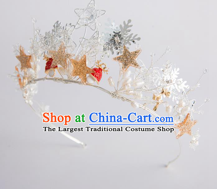 Handmade Wedding Bride Hair Accessories Baroque Golden Stars Royal Crown for Women