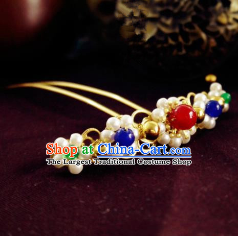 Chinese Ancient Hair Accessories Classical Pearls Hair Clip Traditional Hanfu Hairpins for Women
