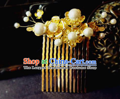 Chinese Ancient Hair Accessories Classical Golden Hair Comb Traditional Palace Hanfu Hairpins for Women
