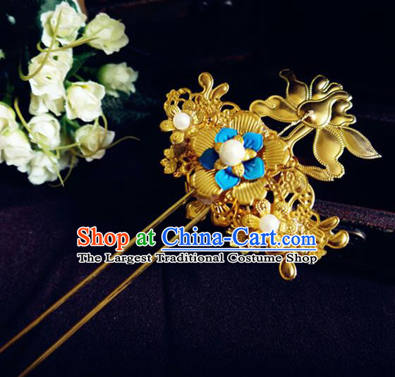 Chinese Ancient Princess Hair Accessories Palace Golden Hair Clip Traditional Hanfu Classical Hairpins for Women