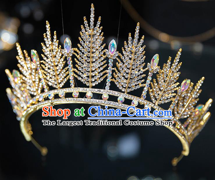 Handmade Wedding Bride Hair Accessories Baroque Princess Luxury Zircon Golden Royal Crown for Women