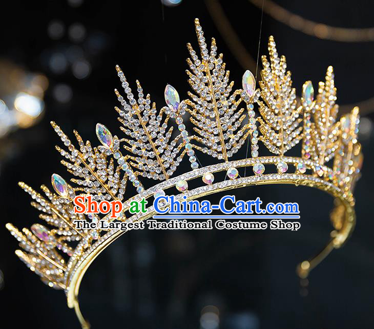 Handmade Wedding Bride Hair Accessories Baroque Princess Luxury Zircon Golden Royal Crown for Women