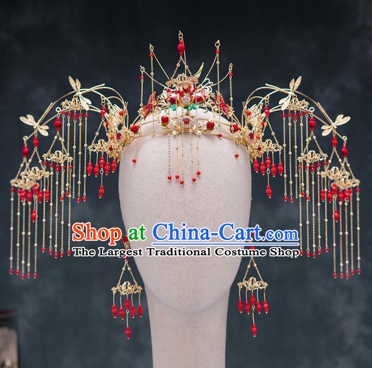 Traditional Chinese Ancient Bride Hairpins Wedding Phoenix Coronet Hair Accessories for Women
