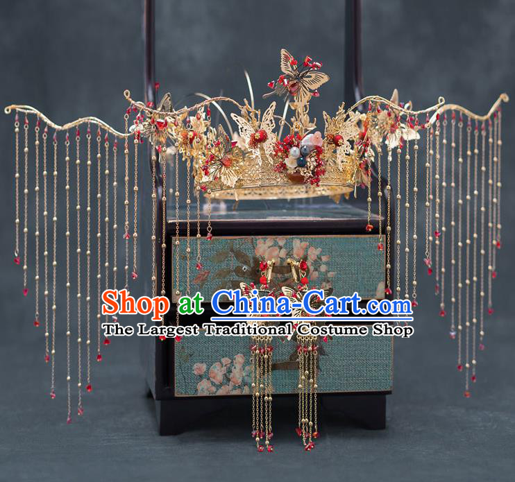 Chinese Ancient Bride Wedding Tassel Phoenix Coronet Traditional Hair Accessories for Women
