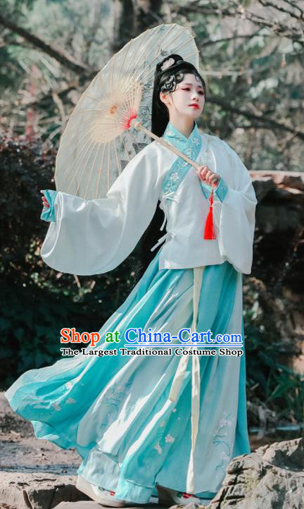 Traditional Chinese Ming Dynasty Female Replica Costumes Ancient Princess Embroidered Hanfu Dress for Women