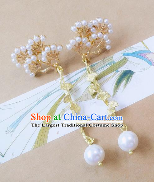 Chinese Ancient Hanfu Jewelry Accessories Traditional Palace Pineburst Earrings for Women