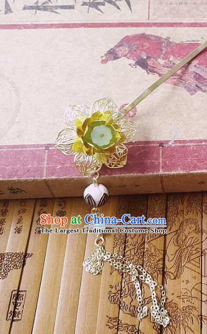 Chinese Ancient Queen Hair Accessories Traditional Hanfu Palace Golden Peony Hairpins for Women