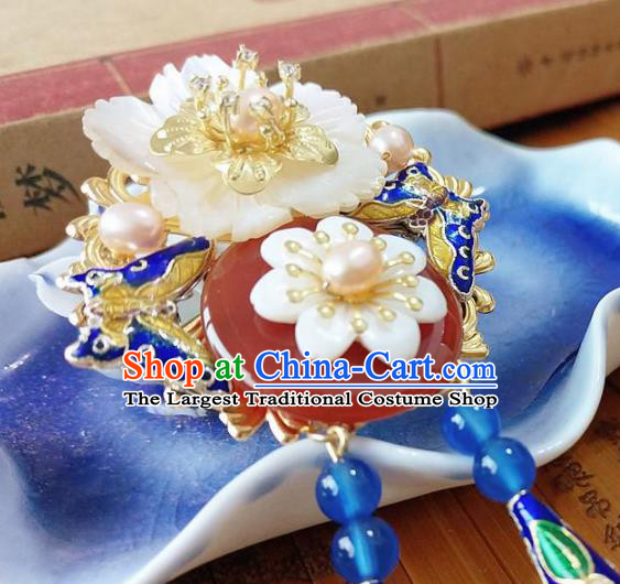 Chinese Ancient Bride Hanfu Accessories Traditional Palace Blueing Brooch for Women