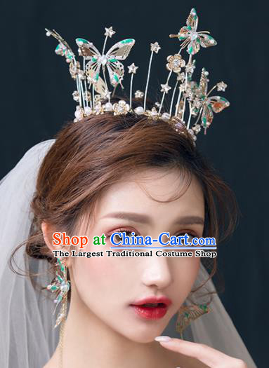Top Grade Wedding Hair Accessories Traditional Baroque Bride Butterfly Royal Crown for Women