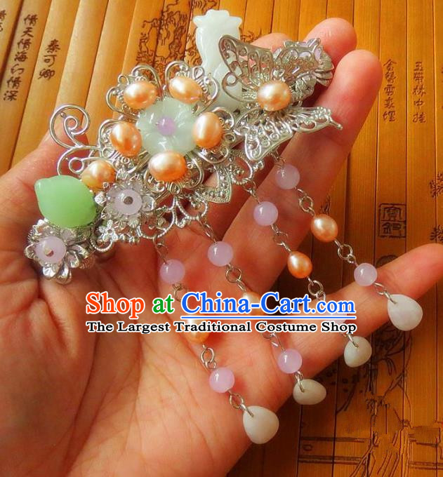 Chinese Ancient Queen Hair Accessories Traditional Hanfu Palace Tassel Hair Claw Hairpins for Women