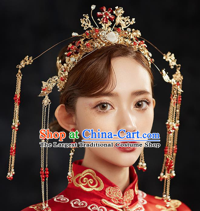 Chinese Ancient Hair Accessories Wedding Tassel Hairpins Traditional Phoenix Coronet for Women