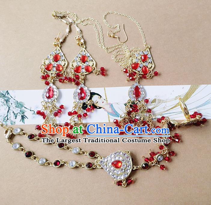Chinese Ancient Princess Jewelry Accessories Traditional Hanfu Hair Clasp and Earrings for Women