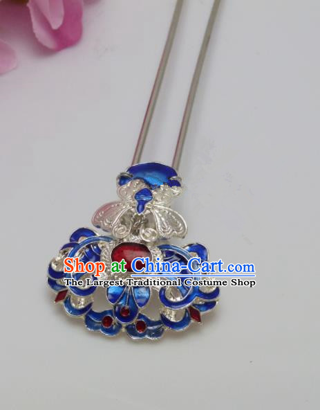 Chinese Ancient Qing Dynasty Queen Hair Accessories Traditional Palace Blueing Hairpins for Women