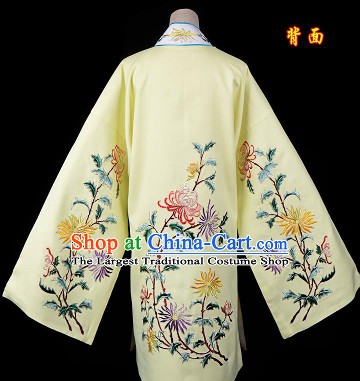 Professional Chinese Traditional Beijing Opera Princess Costume Embroidered Chrysanthemum Yellow Dress for Adults