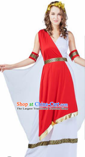 Traditional Greek Costume Ancient Greece Female Warrior Red Dress for Women