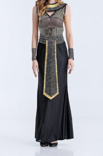 Traditional Egypt Priestess Costume Ancient Witch Black Dress for Women