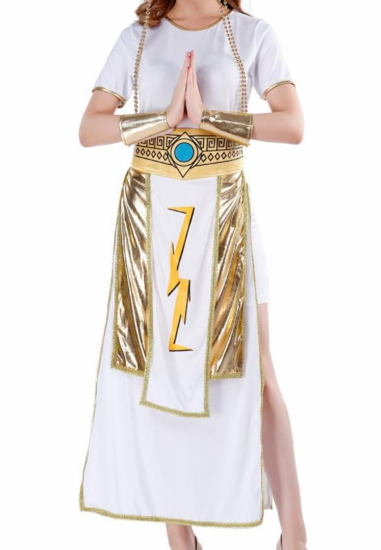 Traditional Egypt Priestess Costume Ancient Egypt Queen White Dress for Women