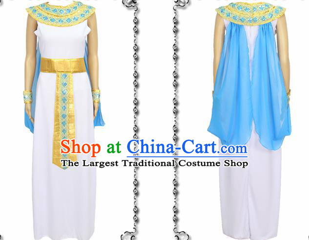 Traditional Egypt Priestess Costume Ancient Egypt Queen White Dress for Women