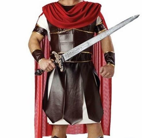 Traditional Roman Male Costume Ancient Rome Warrior Brown Tunics Clothing for Men