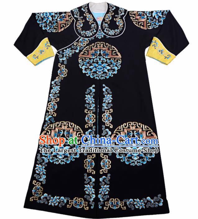 Professional Chinese Beijing Opera Takefu Costume Traditional Ancient Swordsman Embroidered Black Clothing for Adults