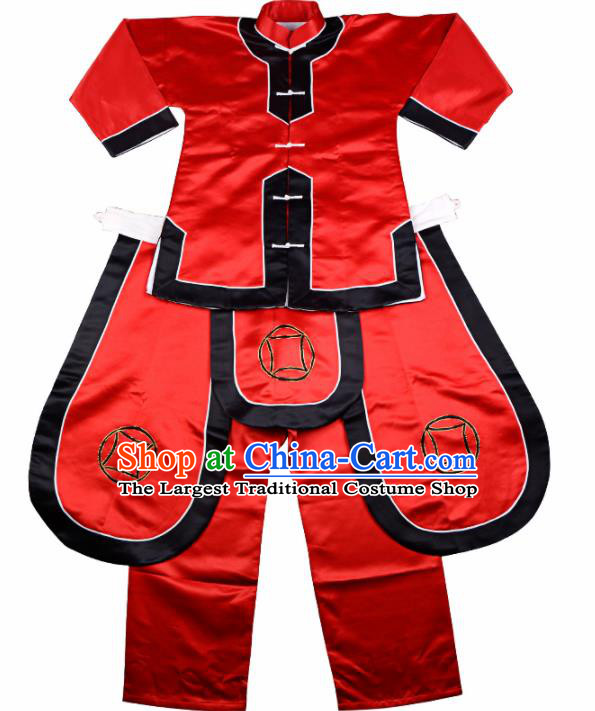 Professional Chinese Beijing Opera Takefu Costume Traditional Ancient Swordsman Red Clothing for Adults