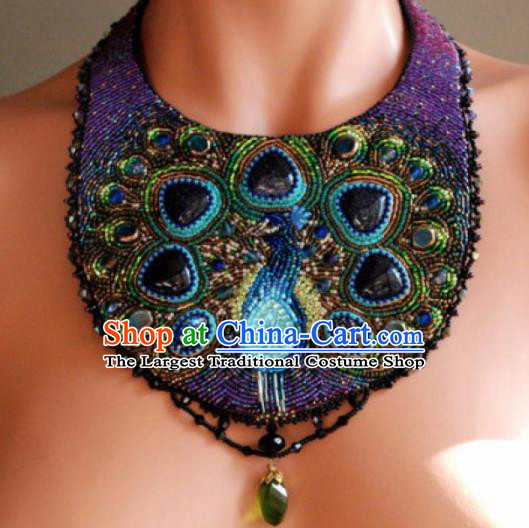 Traditional Egyptian Jewelry Accessories Ancient Egypt Peacock Purple Necklace for Women