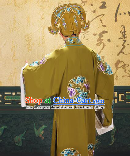 Professional Chinese Beijing Opera Landlord Costume Old Men Green Robe for Adults