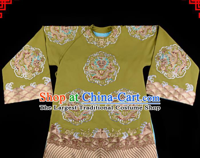 Professional Chinese Traditional Beijing Opera Old Women Embroidered Green Costume for Adults