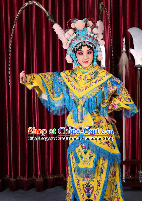 Professional Chinese Traditional Beijing Opera Magic Warriors Yellow Costume for Adults