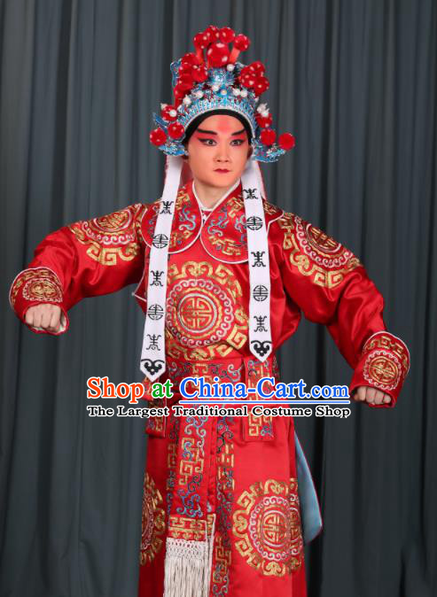 Professional Chinese Beijing Opera Takefu Costume Ancient Swordsman Red Clothing for Adults