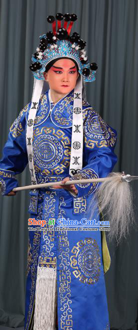 Professional Chinese Beijing Opera Takefu Costume Ancient Swordsman Royalblue Clothing for Adults