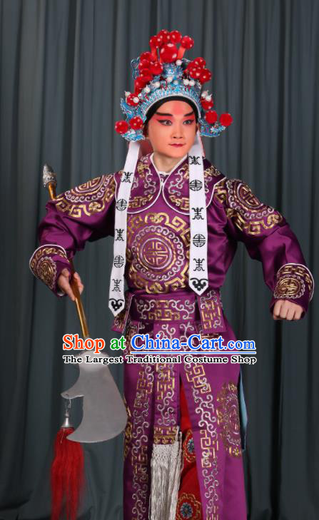 Professional Chinese Beijing Opera Takefu Costume Ancient Swordsman Purple Clothing for Adults