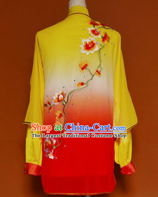 Top Group Kung Fu Costume Tai Ji Training Embroidered Orange Uniform Clothing for Women