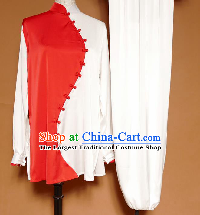 Top Group Kung Fu Costume Martial Arts Gongfu Training Uniform Tai Ji Red Clothing for Women