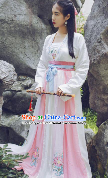 Chinese Ancient Peri Hanfu Dress Tang Dynasty Young Lady Traditional Historical Costume for Women