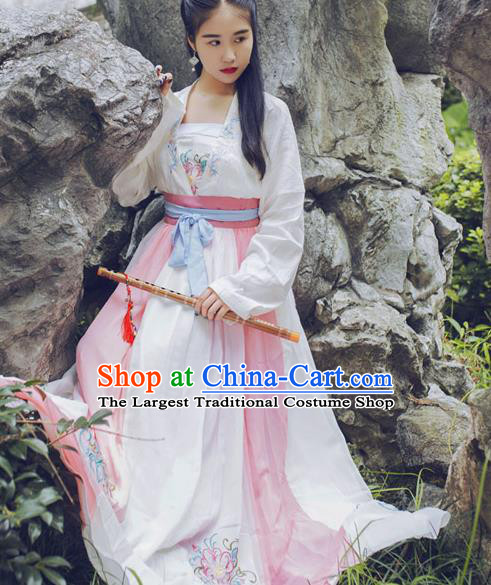 Chinese Ancient Peri Hanfu Dress Tang Dynasty Young Lady Traditional Historical Costume for Women