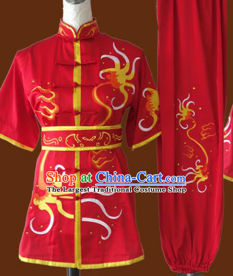 Top Grade Kung Fu Red Costume Chinese Martial Arts Training Uniform for Adults