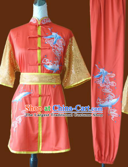 Top Grade Kung Fu Orange Costume Chinese Martial Arts Training Uniform for Adults