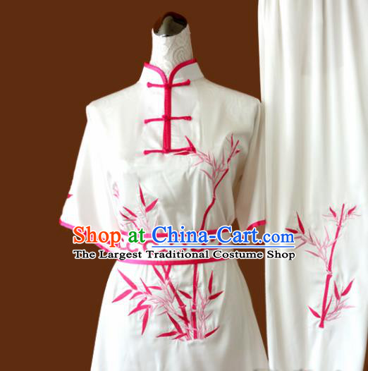 Chinese Traditional Tai Chi Uniform Kung Fu Group Competition Embroidered Bamboo Costume for Women