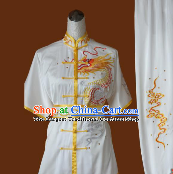 Top Grade Kung Fu Embroidered Dragon Costume Chinese Martial Arts Training Tai Ji Uniform for Adults