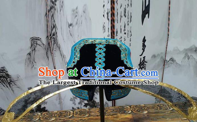 Chinese Beijing Opera Hair Accessories Ancient Number One Scholar Black Hat for Men