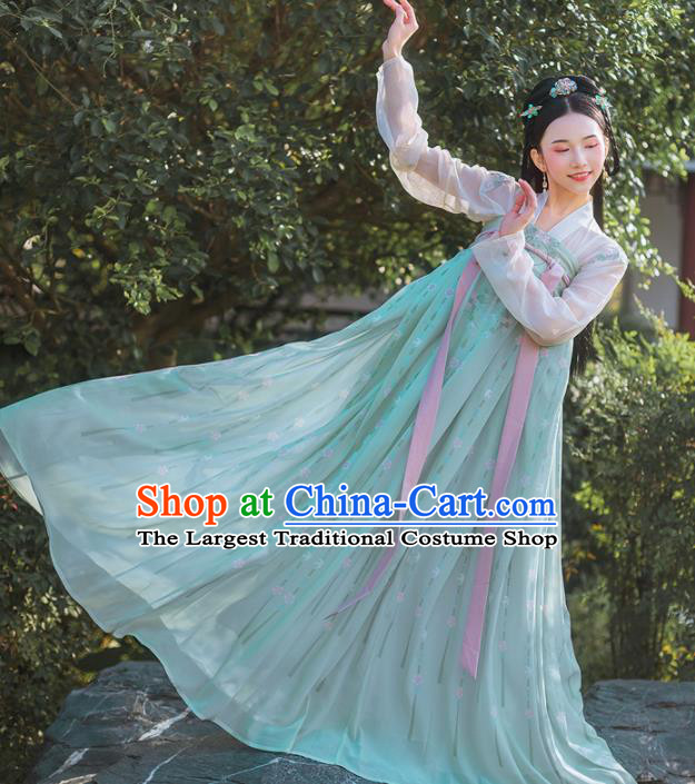 Chinese Ancient Palace Traditional Green Hanfu Dress Tang Dynasty Princess Historical Costume for Women