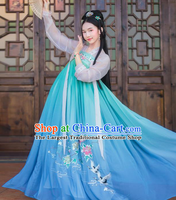 Chinese Ancient Palace Embroidered Hanfu Dress Traditional Tang Dynasty Princess Historical Costume for Women