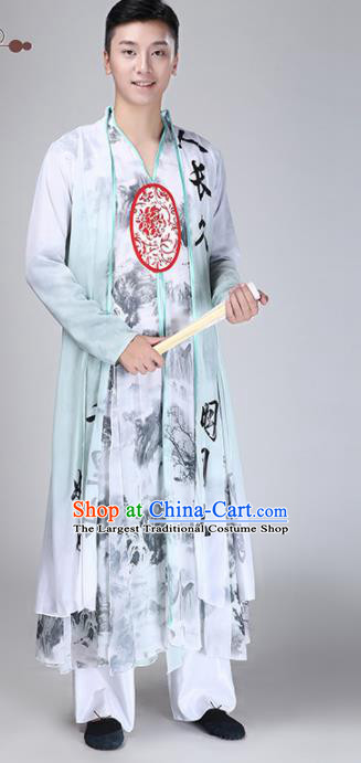 Chinese Traditional National Stage Performance Costume Classical Dance Ink Painting Clothing for Men