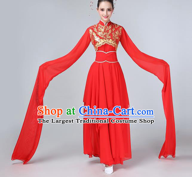 Chinese Traditional Water Sleeve Dance Costume Classical Dance Red Hanfu Dress for Women