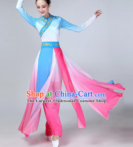 Chinese Traditional Stage Performance Costume Classical Dance Blue Dress for Women